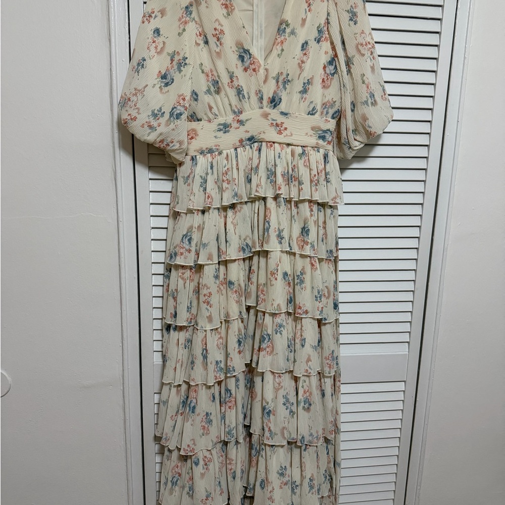 Elegant Floral Ruffle Maxi Dress